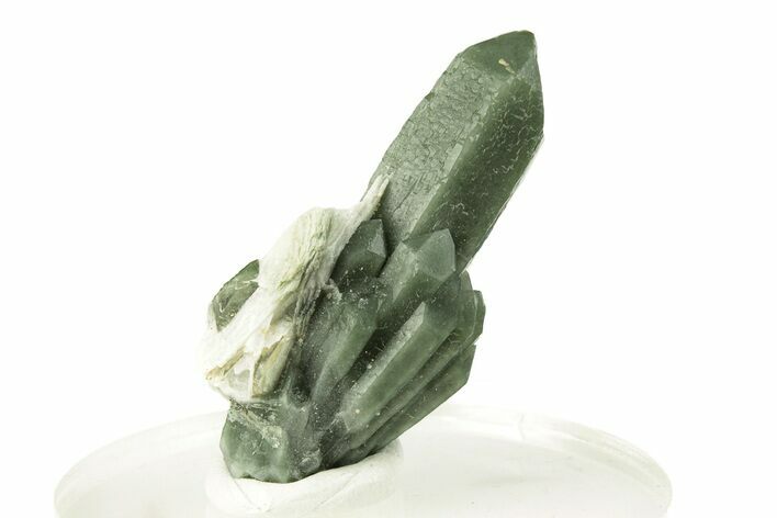Green Hedenbergite Included Quartz Cluster - Mongolia #255841